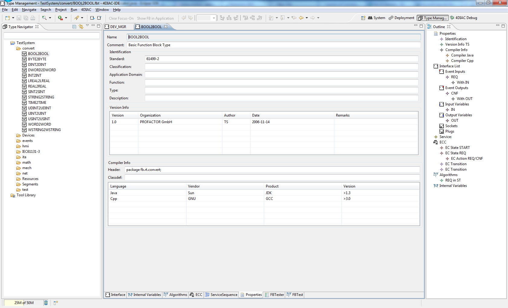 Management of IEC 61499 Element Types