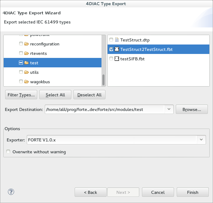 Export Type Wizard