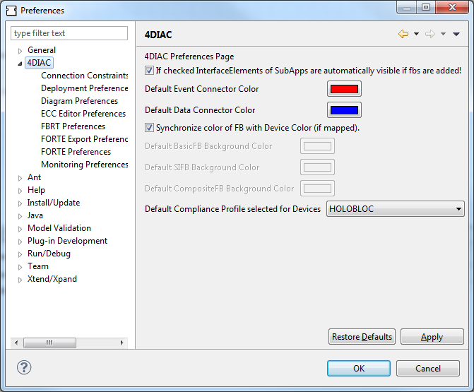 4DIAC-IDE Preferences